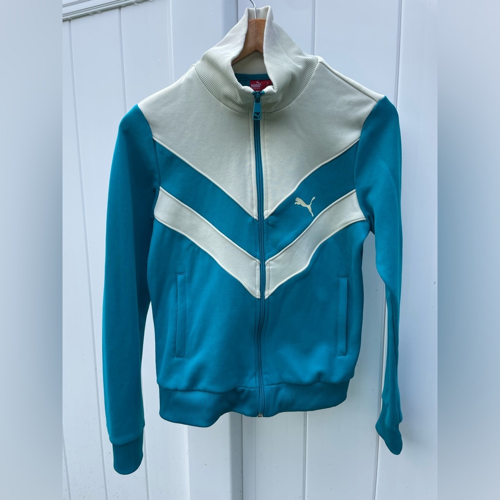 M Blue & Off-White High Collar Track Jacket by Puma